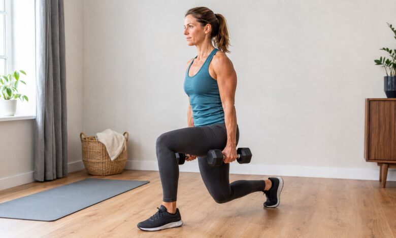 beine zuhause hanteln split squat [Bildinhalt mit KI erstellt]