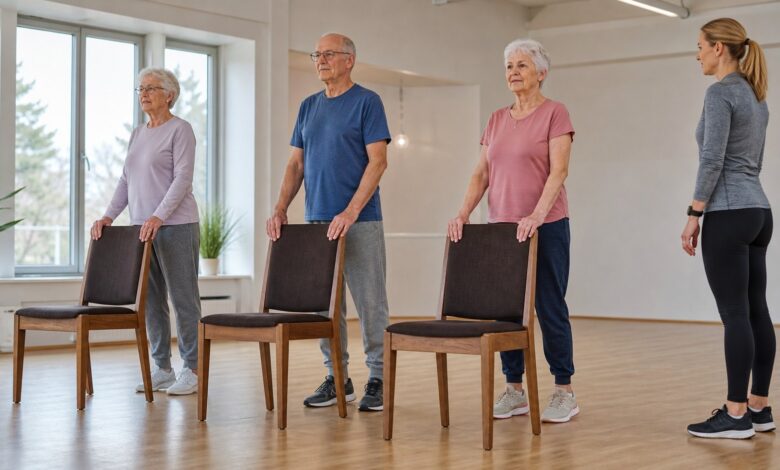 gymnastikübungen senioren stuhltraining [Bildinhalt mit KI erstellt]