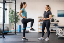 hüftbeugerkräftigung band knee raise [Bildinhalt mit KI erstellt]