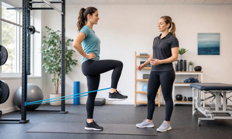 hüftbeugerkräftigung band knee raise [Bildinhalt mit KI erstellt]