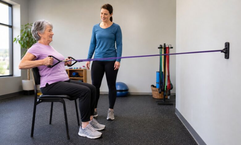 krafttraining senioren widerstandsband [Bildinhalt mit KI erstellt]