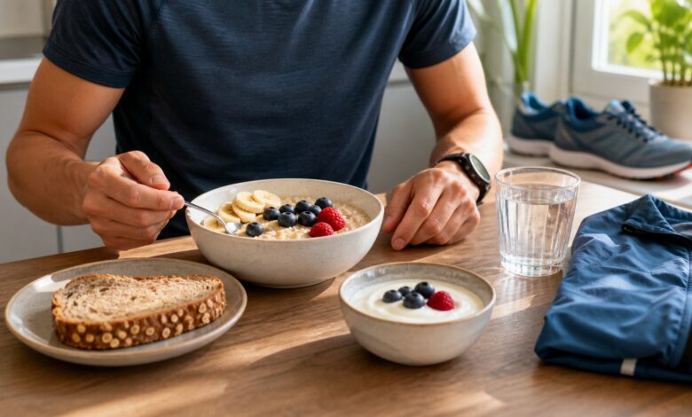 läufer frühstück vor morgenlauf [Bildinhalt mit KI erstellt]