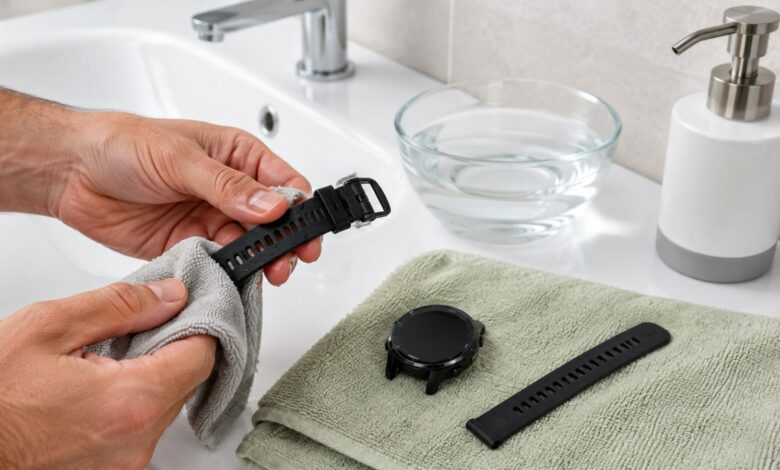 sportuhr stinkt armband reinigen [Bildinhalt mit KI erstellt]