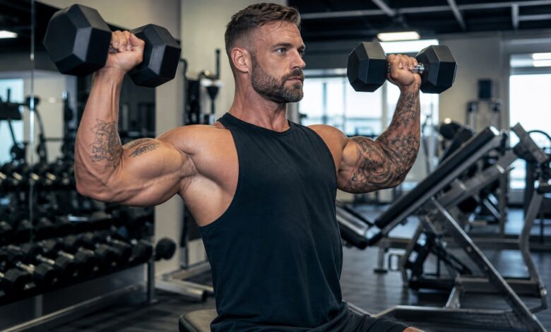 tattoos bei bodybuildern training [Bildinhalt mit KI erstellt]